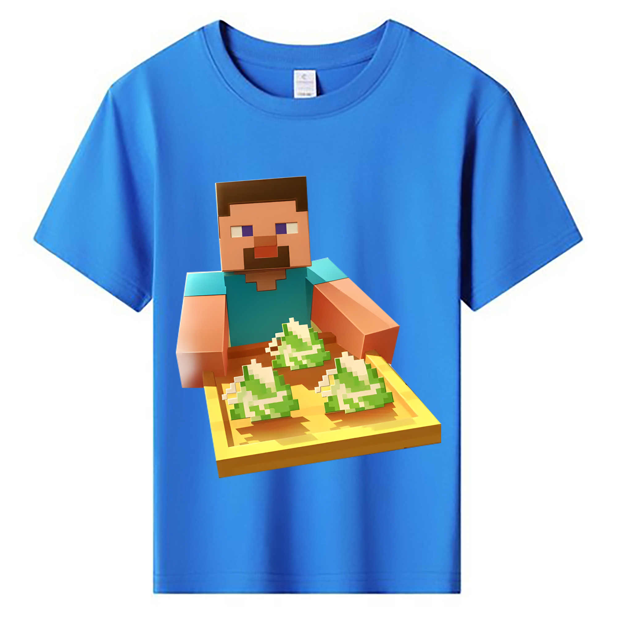 （画像用） マインクラフト ブロックの世界 Minecraft MC Block world 綿100％キッズTシャツ（フロントプリント）